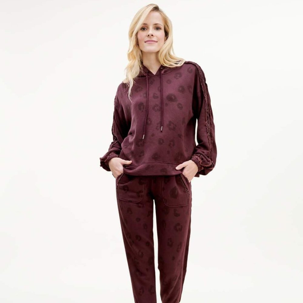 Splendid Corinna Jogger Pant  in Black Cherry Leopard
